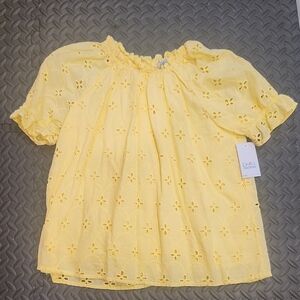 Croft & Barrow Sunny Yellow Eyelet Top